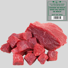 VIANDE DE BOEUF SANS OS / SAUTE DE BOEUF  SURGELEE : SACHET DE 5KG