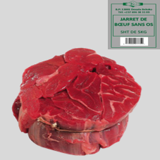 JARRET DE BOEUF SANS OS SURGELE : SACHET DE 5 KG