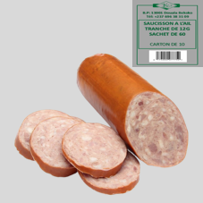 SAUCISSON A L'AIL PORC  Ø = 45 TRANCHE DE 12G, SHT DE 60 : CARTON DE 10