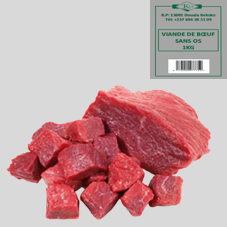 VIANDE DE BOEUF SANS OS / SAUTE DE BOEUF  SURGELEE : SACHET DE 1 KG