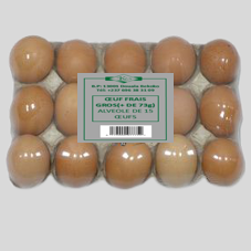 OEUF FRAIS, GROS (+ DE 73g) : ALVEOLE DE 15 OEUFS