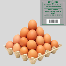 OEUF FRAIS, MOYEN (DE 53g A 63g) : ALVEOLE DE 30 OEUFS