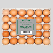 OEUF FRAIS, PETIT (- DE 53g) : ALVEOLE DE 30 OEUFS