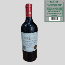 GRAND VIN ROUGE DE BORDEAUX 2016 CHATEAU DE LA TUILERIE COTES DE BOURG : 750 ML